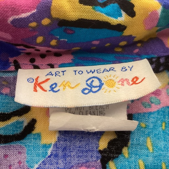 Vintage 80’s Ken Done Art to Wear womens button down shirt size large - Picture 7 of 10